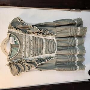 Böhme Women's Light Green Ruffled Top -Size Medium-Cottagecore